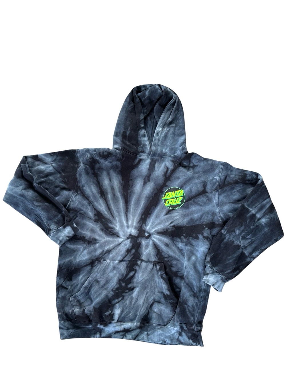 Santa Cruz TieDye Black Hoodie Men’s Medium Skater Pullover EUC